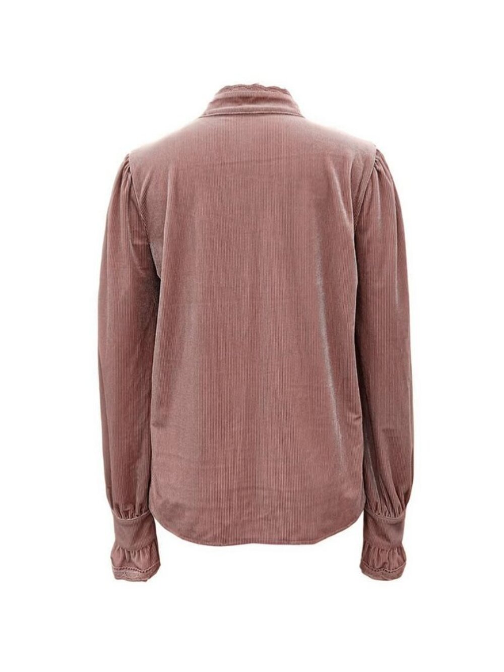 Watermelon Pink Elegant Women's Ruffle Trim Long Sleeve Blouse - Picture 2 of 6